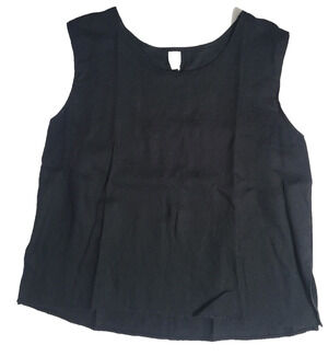 Moon Light Women's XL Black Linen Tank Top Lagenlook Art to Wear Made in USA